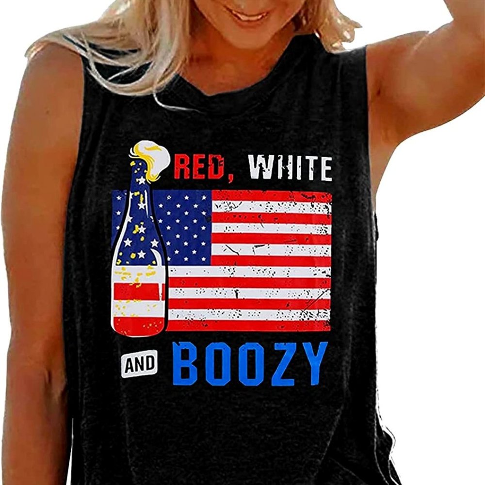 NWT-Fourth of July Shirts Women Tank American Flag Graphic Print Patriotic